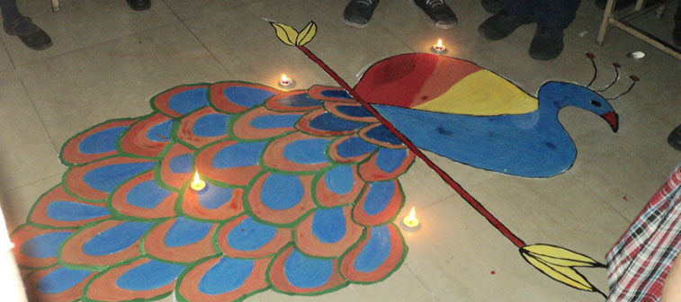Peacock filled with creative colours by Students