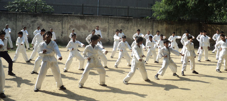 Students in their Judo classes